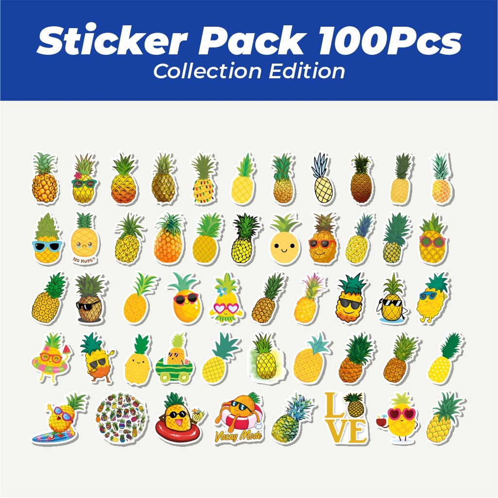 

Hot Stiker Cute Pinapple [Nanas] Lucu Anti Air Stikers Berperekat Waterproof Sticker Decal Buat Motor Helm Buku Journal Koper Casing HP Laptop Botol Minum