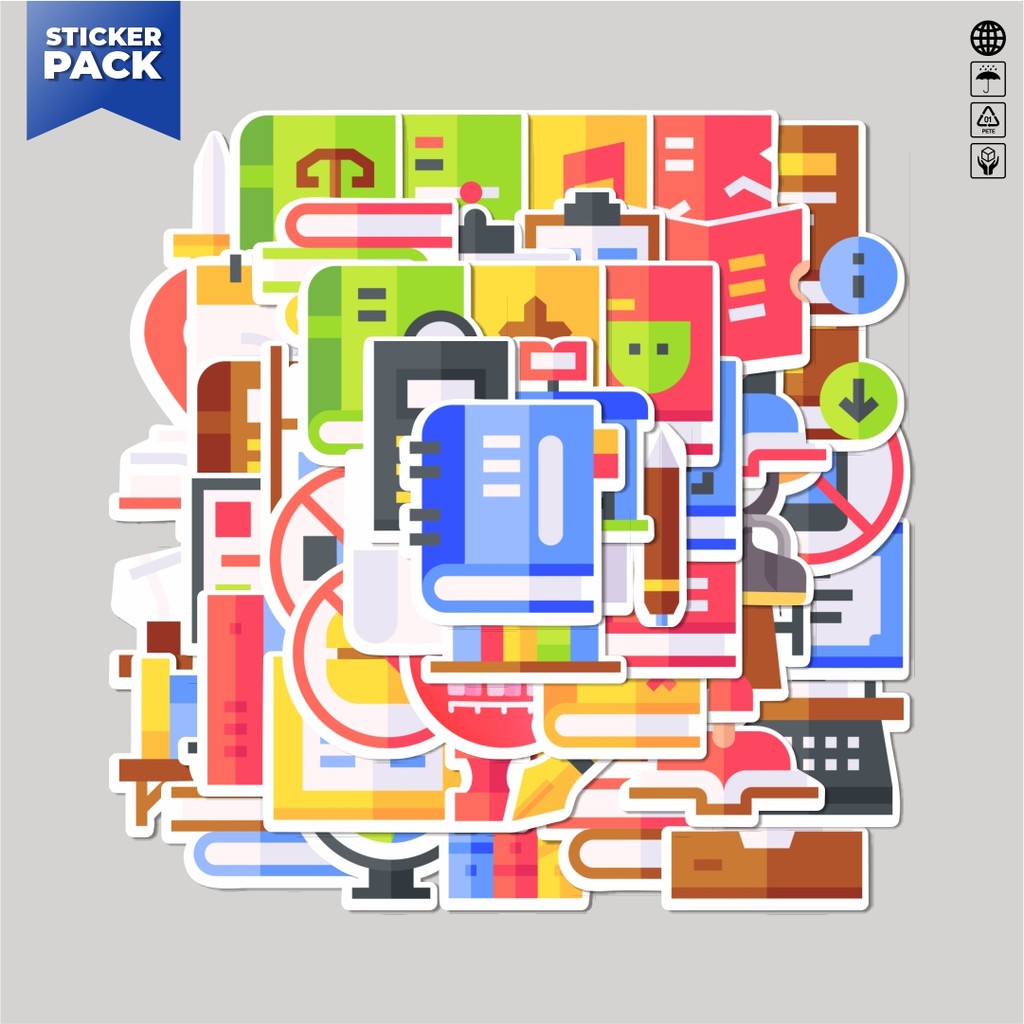 

[100PCS]Stiker Pack Stiker Library Icon Pack Series [Seri Paket Ikon Perpustakaan] Aesthetic Vinyl Anti Air Dekorasi Sticker Laptop Buku Journal Koper Helm Casing HP Gitar Helm Skateboard