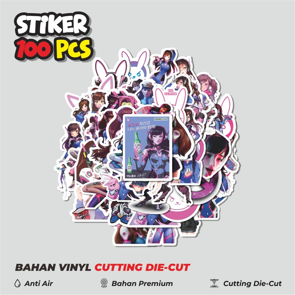 

Terbaru! 50 pcs Stiker Acgn Beauty Girls Series D.VA OVERWATCH Character Dekorasi Lucu Kreatif untuk Notebook, Skateboard, HP
