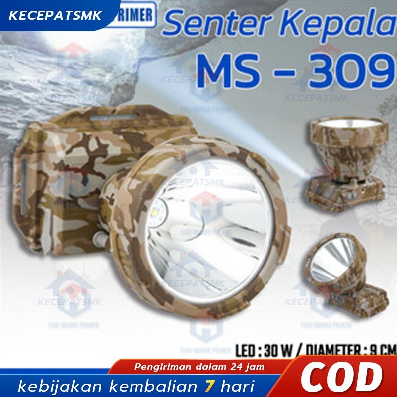 DONY / Senter Kepala Cas / MS 309 / SOBIG 30 W 30 WATT / QLED LED T6 / Super Terang / Murah Senter K