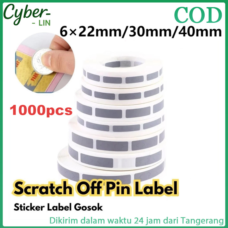 

1000 Pcs Label Gores/Scratch Pin Label Gosok Sticker Scratch Ukuran Besar 8*40mm