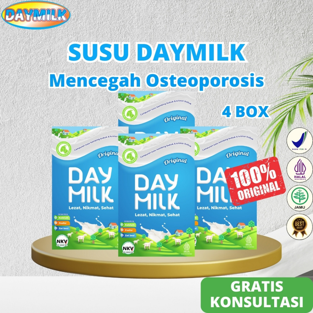 

Daymilk Original 4 Box - Susu Kambing Etawa Mengatasi Nyeri Sendi Lutut Tulang Keropos Osteoporosis
