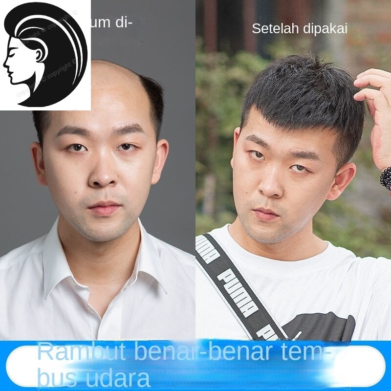 【Rambut nyata.】 Wig Pria Rambut Asli Pria Wig Potongan Rambut Asli Rambut Pendek Versi Korea Tampan 