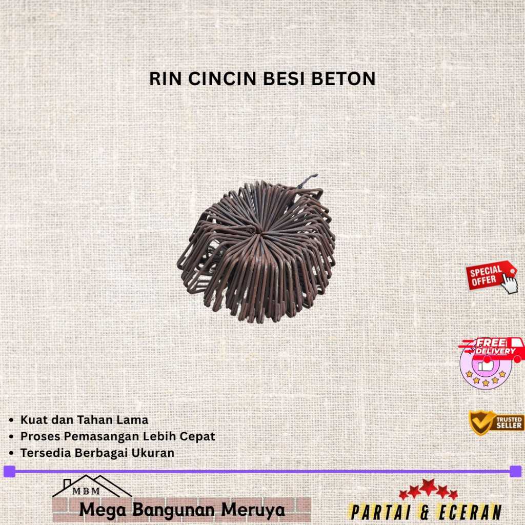 TEAMOR Cincin  Ring Besi/Ring Behel/Besi Begel Kolom ukuran 8X10/8X12/8X15/8X20cm |Per Ikat