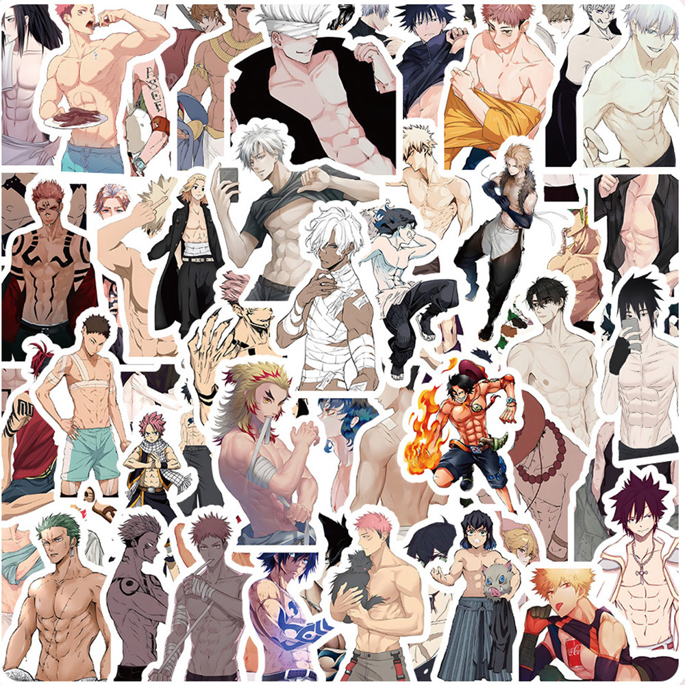 

10/30/60PCS Anime Naked Muscle Man Stickers Decoration Suitcase Laptop Scrapbooking Phone Stationery Japan Manga Kid Toy Sticker