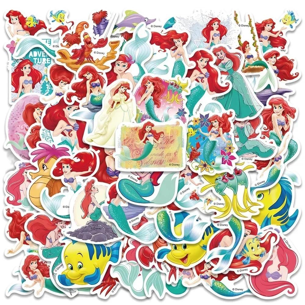 

50pcs The Little Mermaid Stickers Cute Disney Ariel Princess Catoon Graffiti Decals Phone Luggage Stationery Graffiti Decals