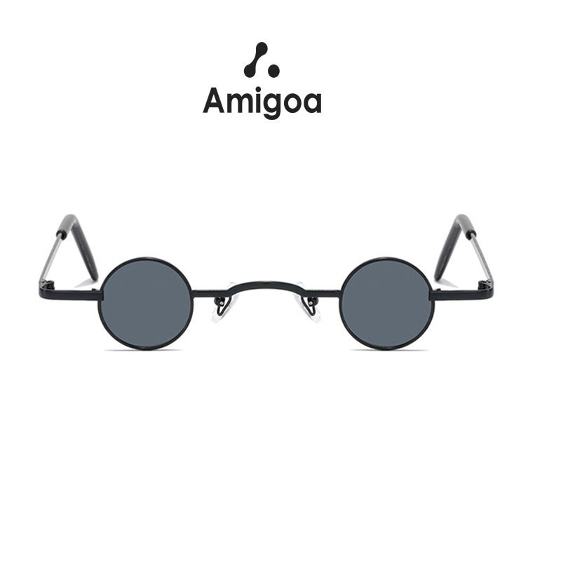 Jastip - Kacamata Bulat anak Retro Ultra Kecil Kacamata hitam Pria Wanita Hip-Hop Punk Style Sunglas