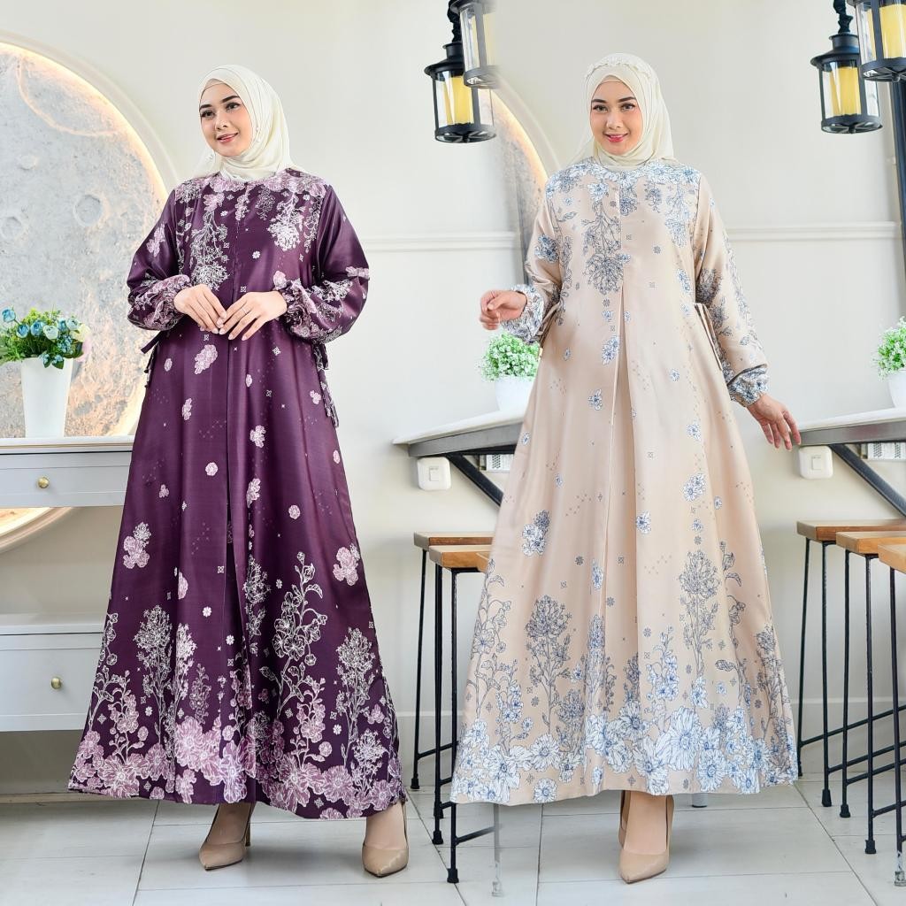 [BISA COD] RINJANI DRESS /GAMIS SILK PREMIUM MOTIF TERBARU WANITA MUSLIM BUNSUI JUMBO TERLARIS
