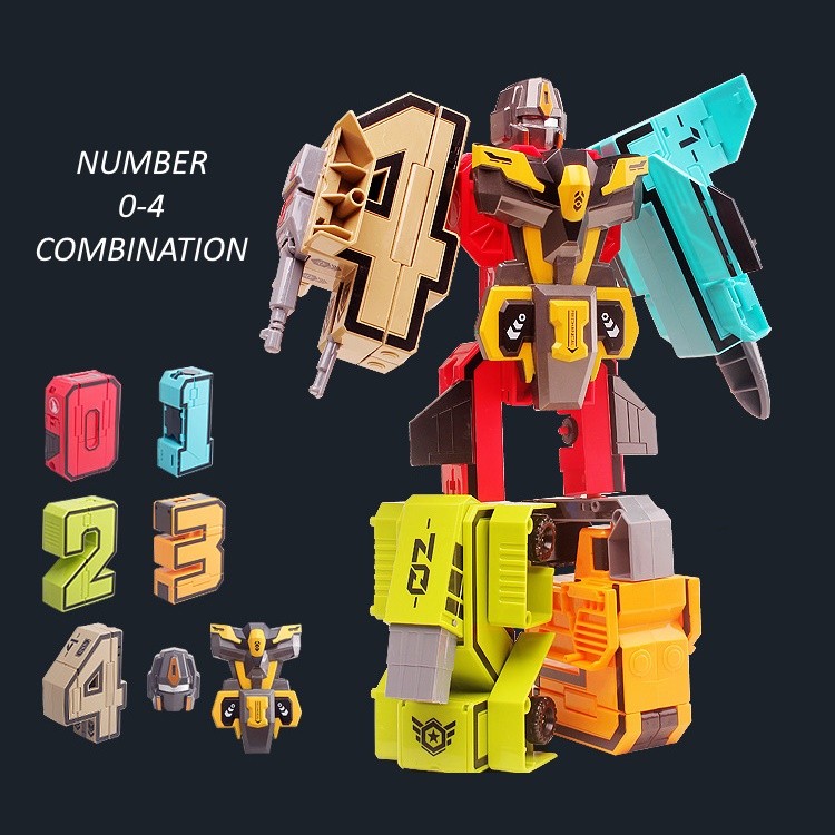 [LOGU] Mainan Robot Transformer Angka, Mainan robot angka berubah bentuk, Mechman angka