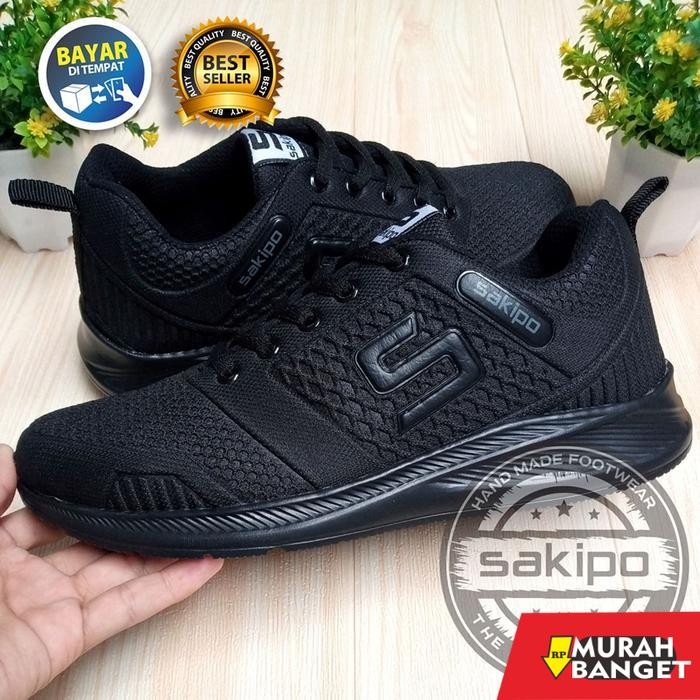 Sepatu Sekolah Hitam Polos Merek Sakipo SD SMP SMA SMK Kuliah / Sepatu Bertali Anak Sekolah Warna Hi
