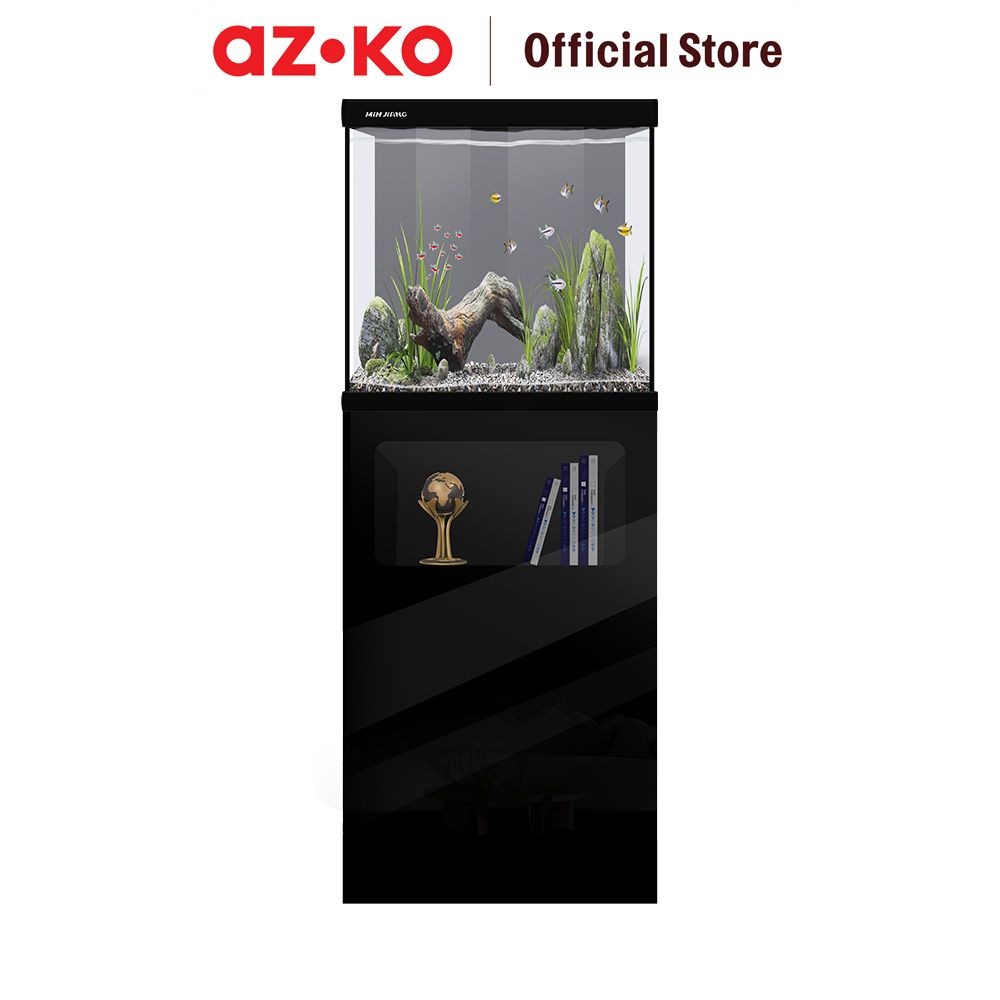 AZKO Fishland Set Aquarium & Kabinet - Hitam Dekorasi Rumah Wadah Ikan Aquarium Cabinet Kabinet Akua