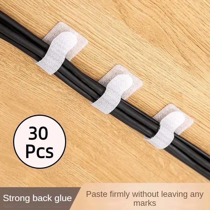

White Self-Adhesive Cable Ties Nylon Loop Fasteners For Easy Cord Management, Cord Holder Cord Holders For Electronics