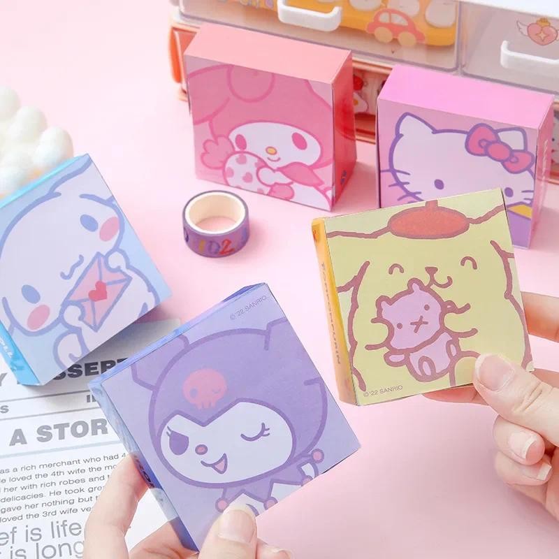 

Sanrio kawaii stationery Hello Kitty Kuromi Cinnamoroll My Melody Pompompurin Student Memo Tearable Hand Book Note Paper cute