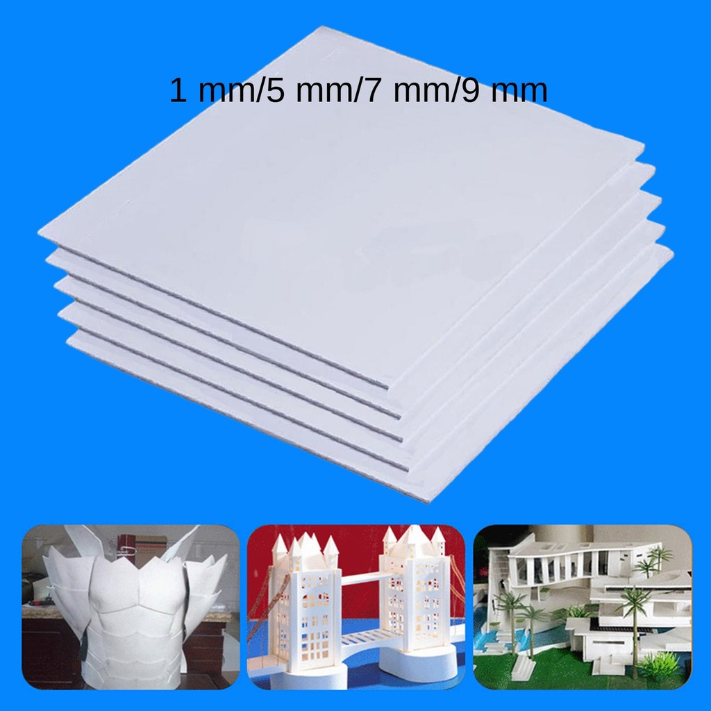 

5Pcs Foam Plate Miniature Landscape Building Model Diorama Base PVC Square Boards Foam White Photo Framing Crafting Modeling