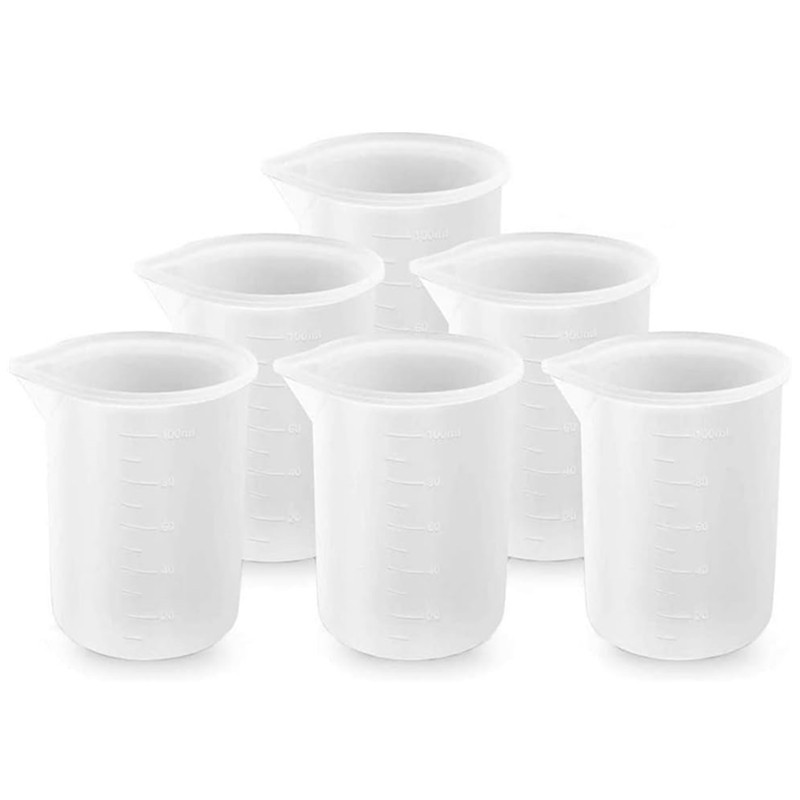 

6Pcs 100ml Silicone Measuring Cups DIY Resin Glue Tools Cup for Making Handmade Craft Nonstick Silicone Mixing Cup