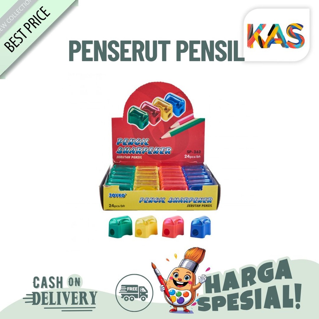 

Penserut Pensil JOYKO SP-362 Sharpener ROTI Rautan - pak (isi 24 pcs)