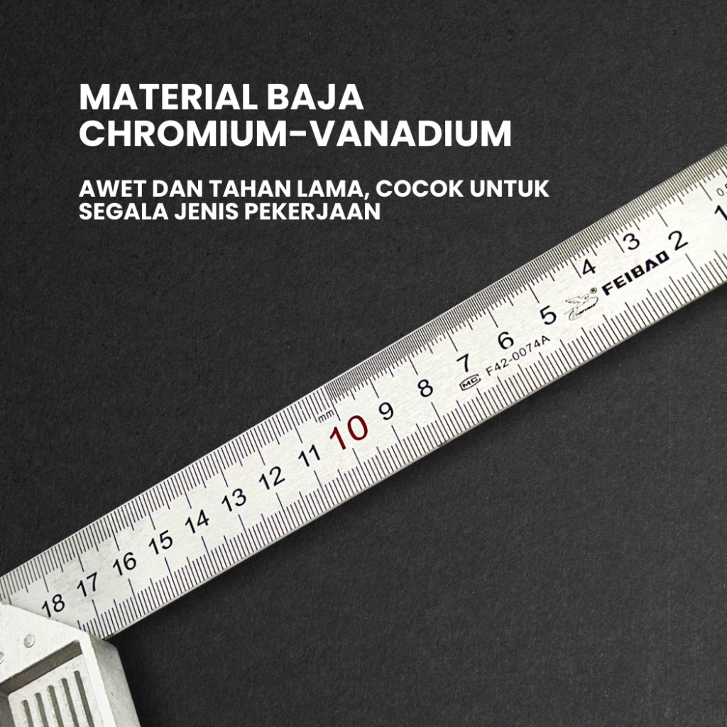 

FEIBAO Penggaris Siku L Baja Ukuran 20–30cm – Alat Ukur Siku Tukang Bangunan Presisi & Tahan Lama