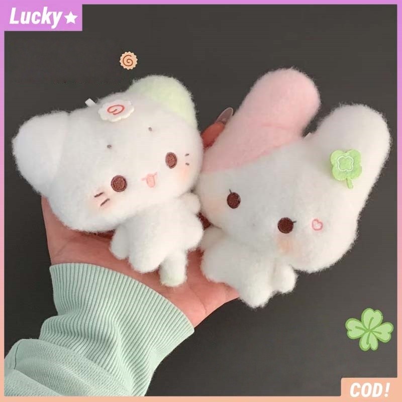 Gantungan Kunci Boneka Kelinci Semanggi  Keychain Boneka Kucing Kue Ikan Cute Doll Pendant Plush