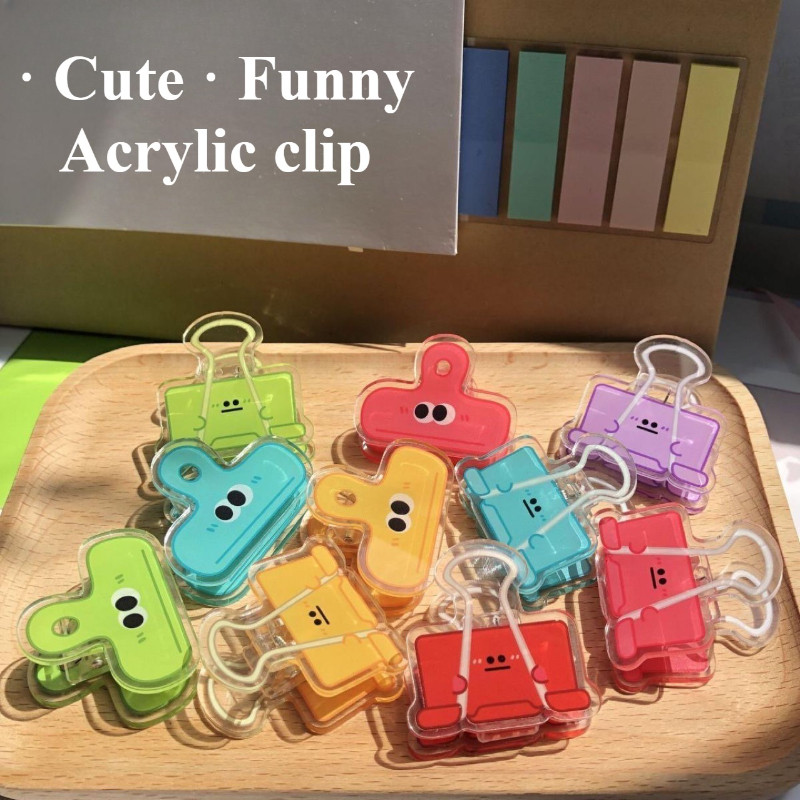 

5pcs/set Cute Acrylic Clip Funny Eye Emoji Snack Bag Closure Clip Data Handbook Folder Office Decoration Home Storage Clip