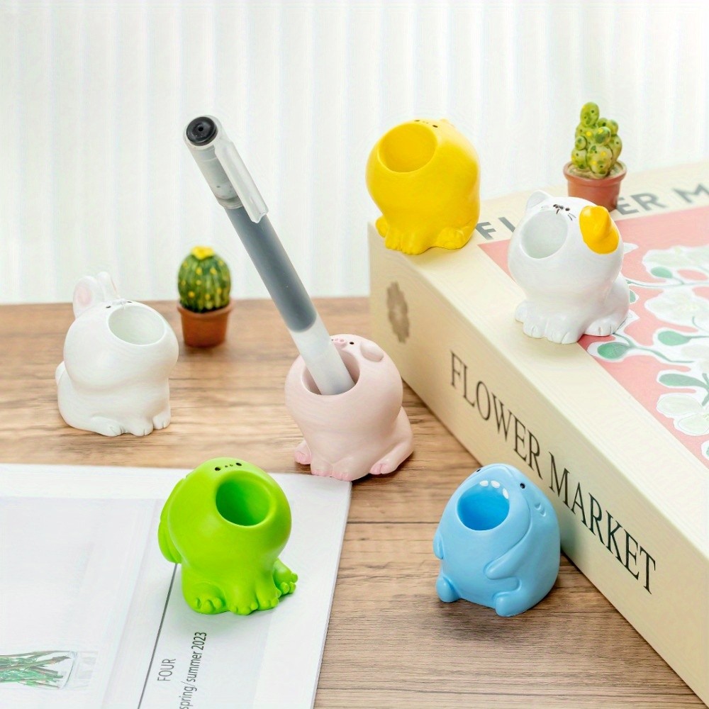 

[ COD✅ 6PCS] Kotak Penyimpanan Meja Pemegang Pena Hewan Lucu - 6 Patung Penyimpanan Kartun Berwarna-warni untuk Dekorasi Kantor dan Rumah, Desain Menyenangkan untuk Aksesori Desktop Aneh, Aksesori Meja Lucu