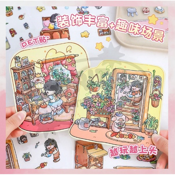 

AS SWEET CARTOON LANDSCAPING CAPYBARA Sticker PET Planner 3D DIY Scrapbook Stiker Dekor A-SK023
