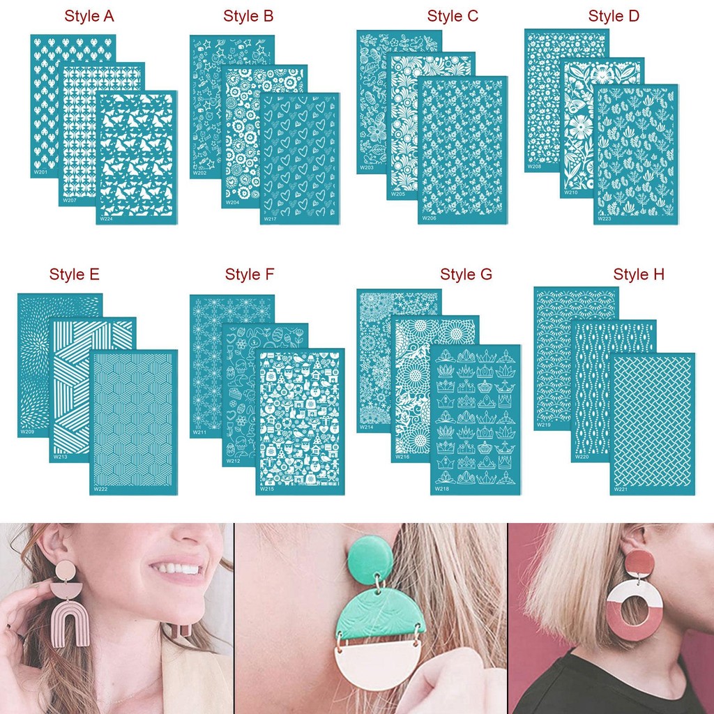 

3 Pieces Clay Tool Silk Screen Stencils for Printing On Clay DIY