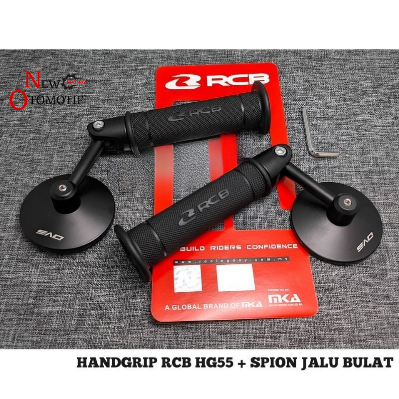 Handgrip RCB Original HG 55 + Spion Jalu Bulat Handgrip RCB Spion Jalu Cembung  Spion Motor Spion Be