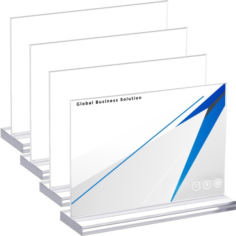 

6Pcs Acrylic Sign Holder Vertical/Horizontal A3/A4/A5/A6 Clear T Shaped Sign Holder Table Photo Menu Display Stand Double Sided
