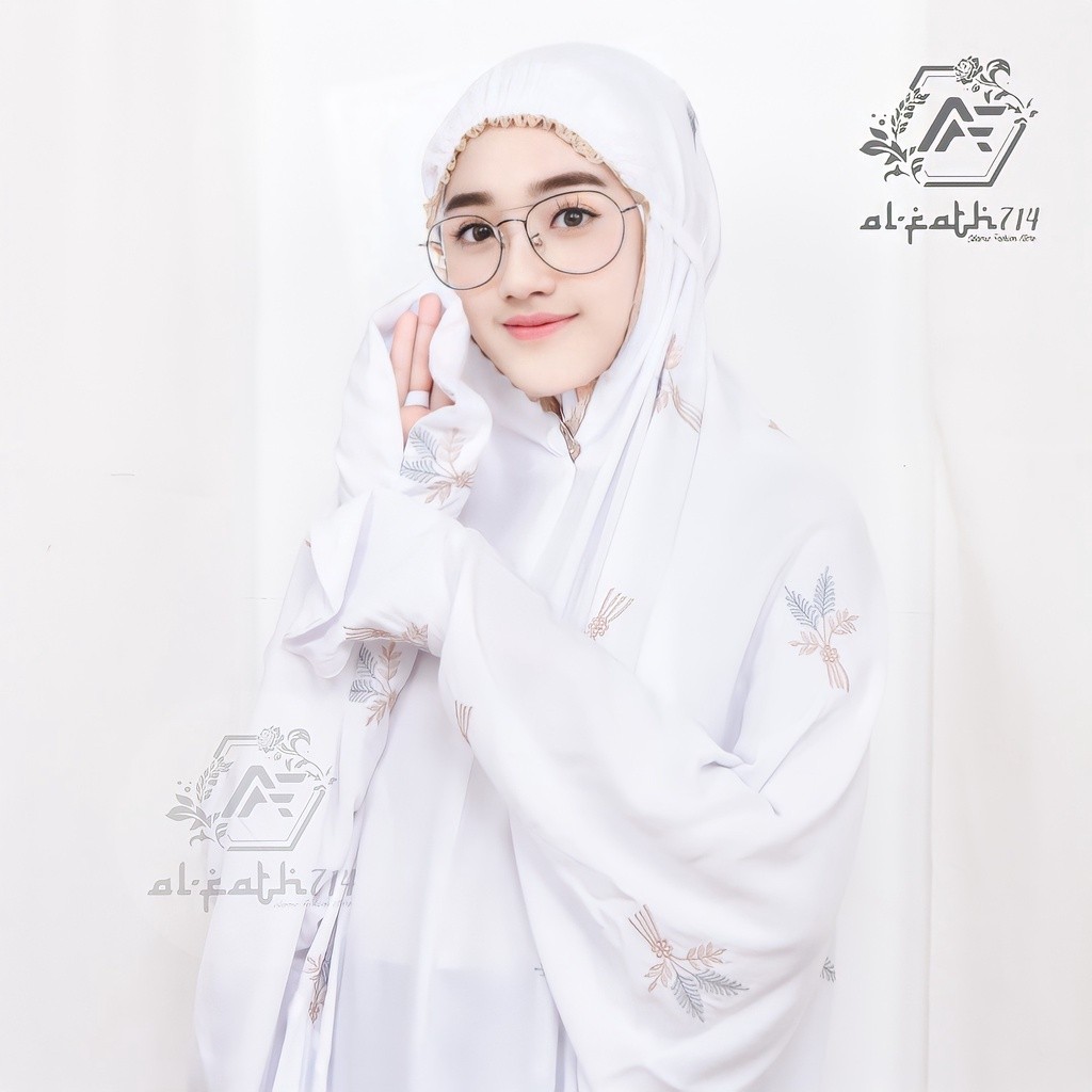 Mukena Terusan Dewasa Bordir Bunga Pita