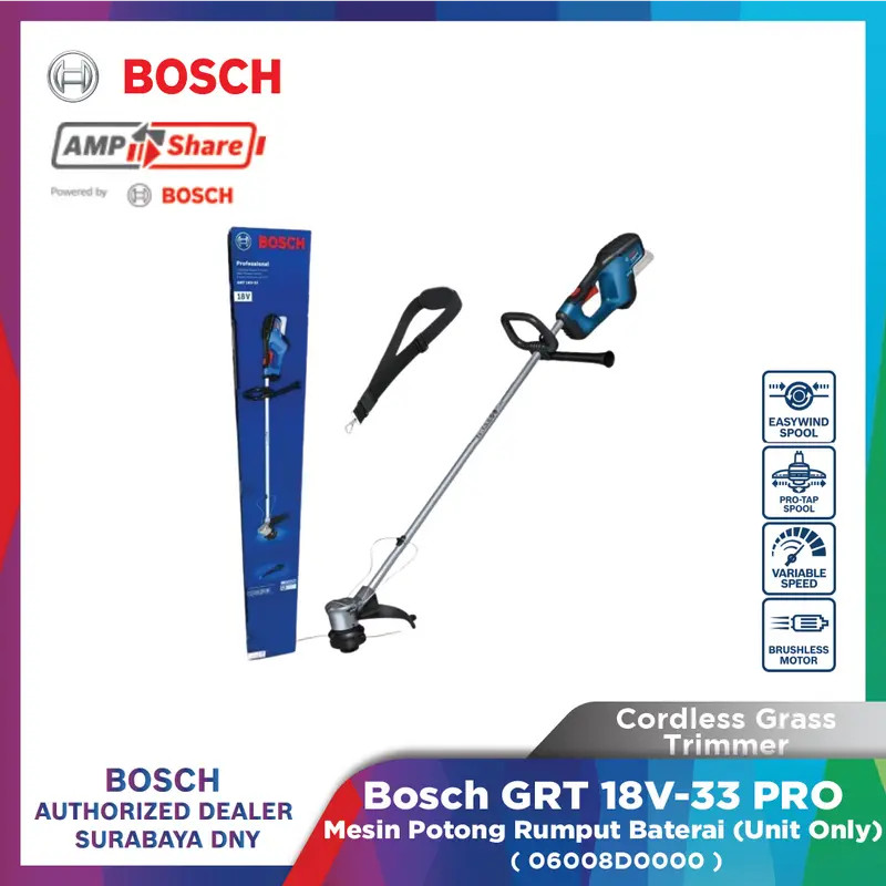 Bosch GRT 18V-33 Professional Cordless Grass Trimmer / Mesin Potong Rumput Baterai 18V (Unit Only)