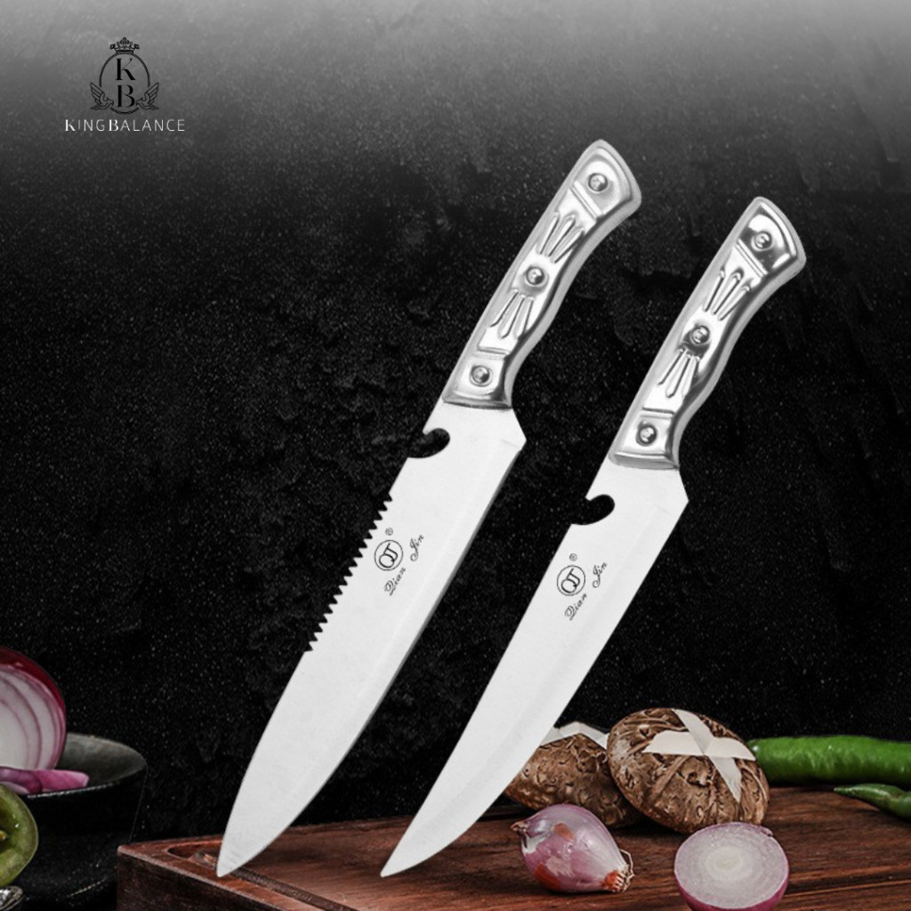 Steel Nusantara - Pisau Dapur Gagang Stainless Pisau Dapur Serbaguna - Pisau Chef Pisau Dapur Tajam 