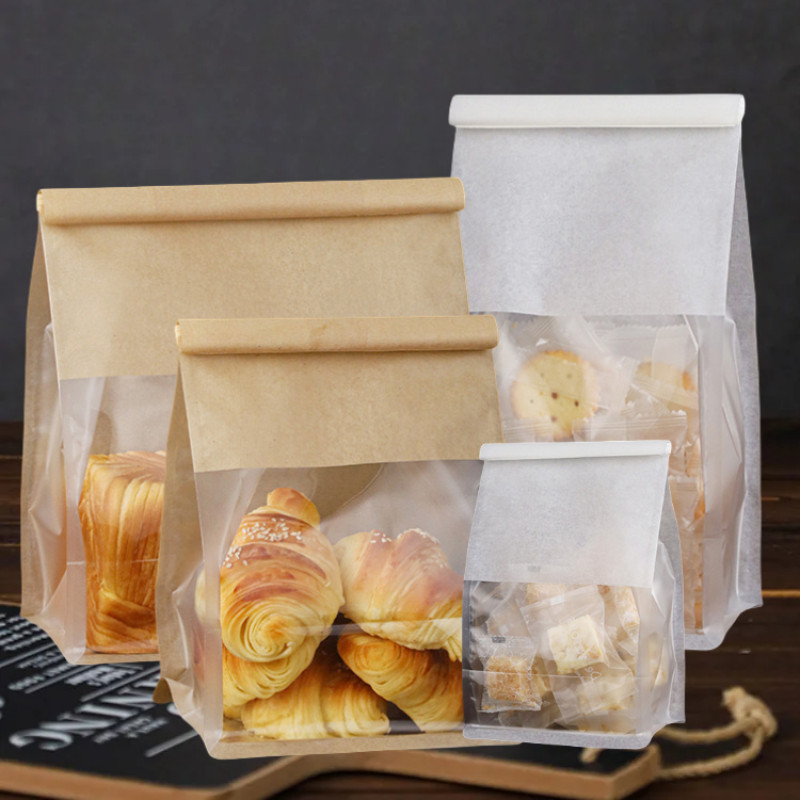

4 Size 10pcs Toast Bag Packaging Bag, Self Sealing Bread Bag Wire Rolled Edge Baking Transparent Biscuit Cake Bag Sealed Tea