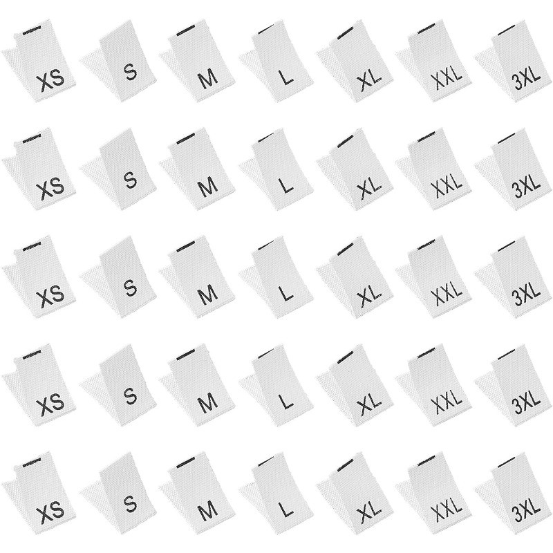 

350 Pcs Sewing Clothing Size Label Embroidered Labels Tags for Garment Shirts Dresses Clothing on Clothes XS/S/M/L/XL/XXL/3XL