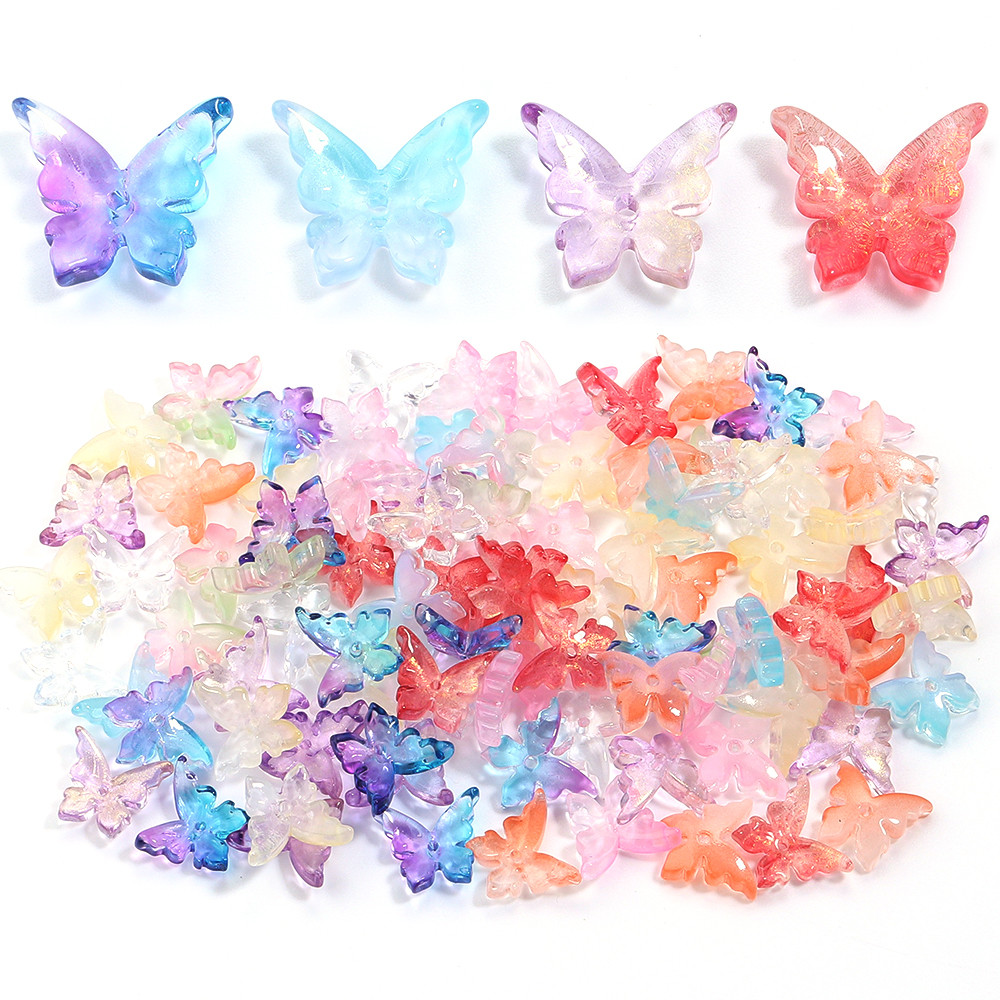 

50pcs Butterfly Glass Beads Multicolor Lampwork Glazed Beads Czech Glass Spacer Beads For DIY Jewelry Making Necklace Bracelet