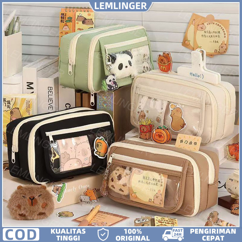 

【LEMLINGER】Tempat Pensil Sekolah Multi Sekat Nylon Oxford / Kantor Kotak Pensil Multifungsi Kotak Perlengkapan Alat Tulis / Kotak Pensil Kapasitas Besar