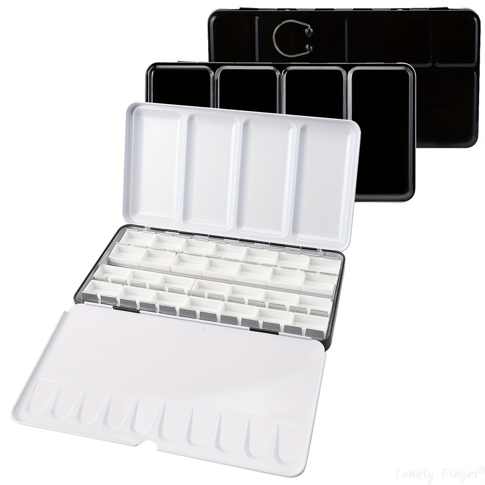 

Empty Watercolor Palette, Empty Watercolor Tin with Fold Out Palette, Black Watercolor Tray Palette for Air Painting