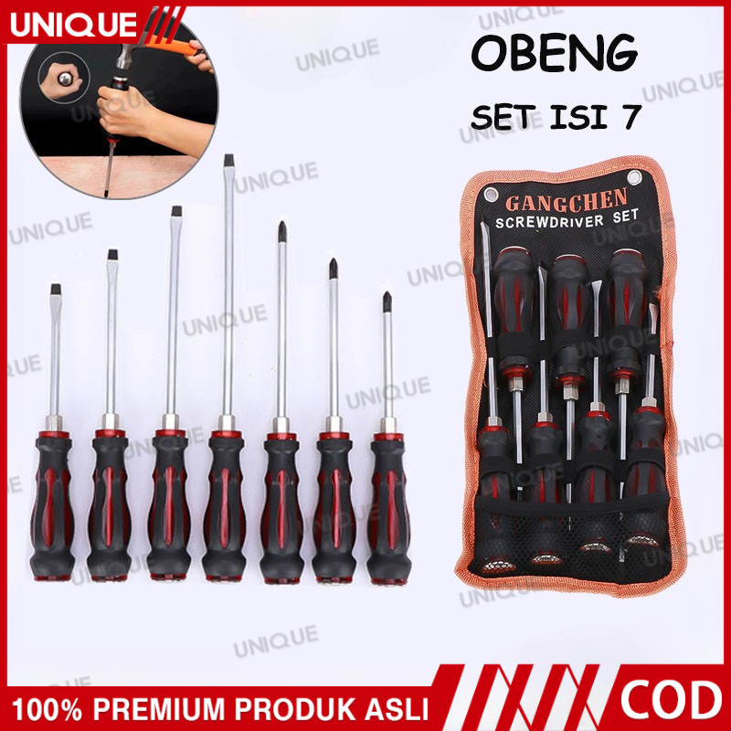UNIQUE- 7PCS/SET Obeng Go Thru/Obeng Ketok/Obeng Phillips/Obeng Plus Minus /Tip Magnetic Screwdriver