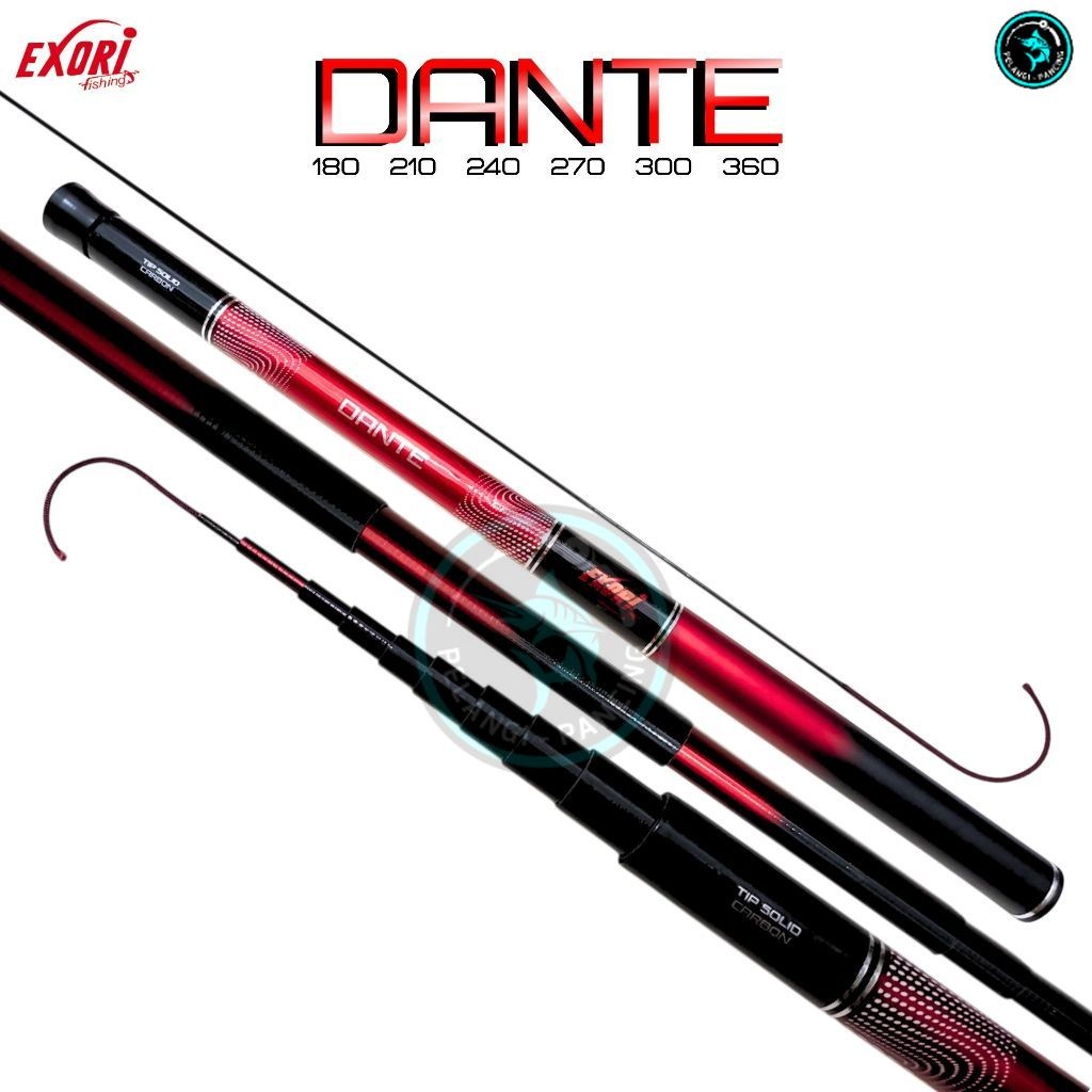 Pelangi Pancing Tegek EXORI Dante 180 210 240 270 300 360 Carbon Pole Ruas Pendek Ujung Solid - PP