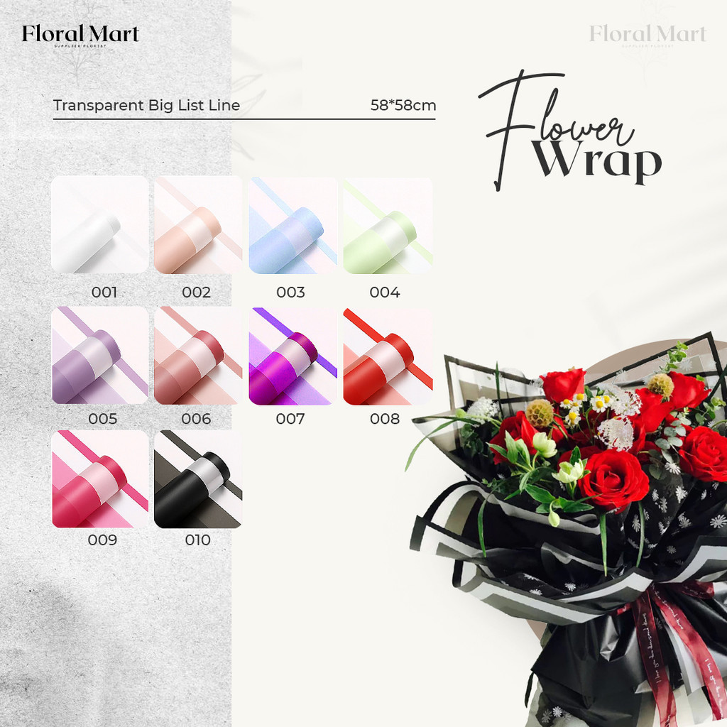 

Kertas Buket Bunga Triple Frame 5 Lembar | Wrapping Paper Transparant Kertas Buket Bunga Flower Cellophane Flory Mart