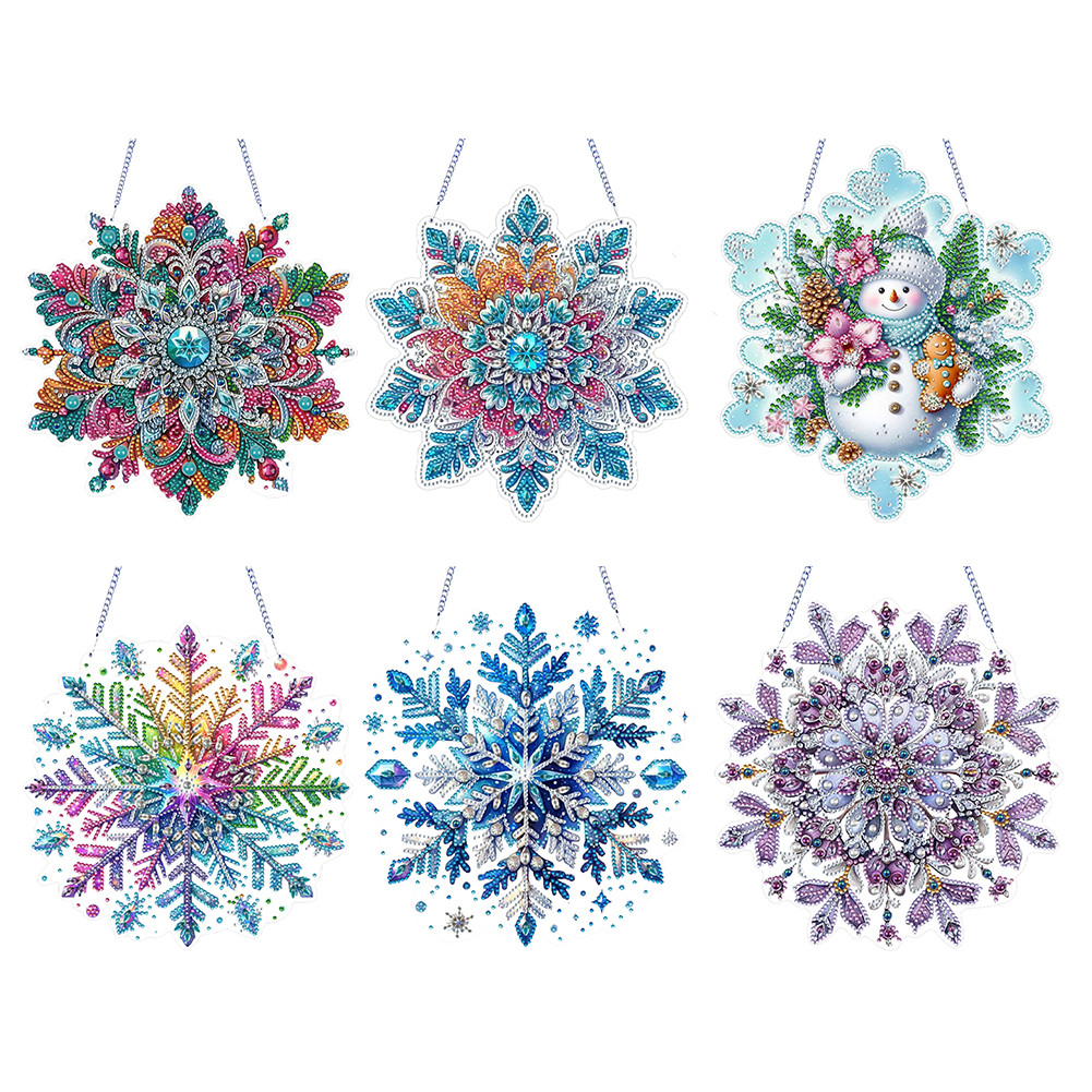 

Winter Snowflake 2D Flat DIY Hanging Diamond Art Kits Diamond Painting Set Diamond Art Pendant DIY Home Decor Hanging Charm