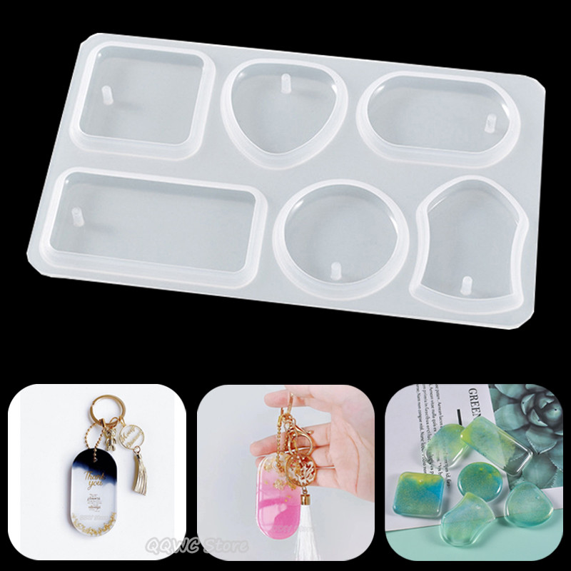 

1/6/10pcs Keychain Pendant Silicone Mold Set DIY Pendant Crystal Epoxy Resin Mold Round Rectangle Pendants Jewelry Making