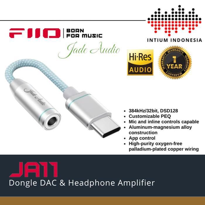 FiiO Jade Audio JA11 / JA-11 / JA 11 USB Type C to 3.5mm Earphone/Headphone DAC and Amplifier For IO
