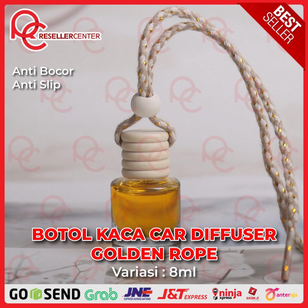 Reseller Center Botol Parfum Mobil Kaca 8ml Tutup Kayu / Car Perfume Diffuser 8ml Round Type Wood Ca