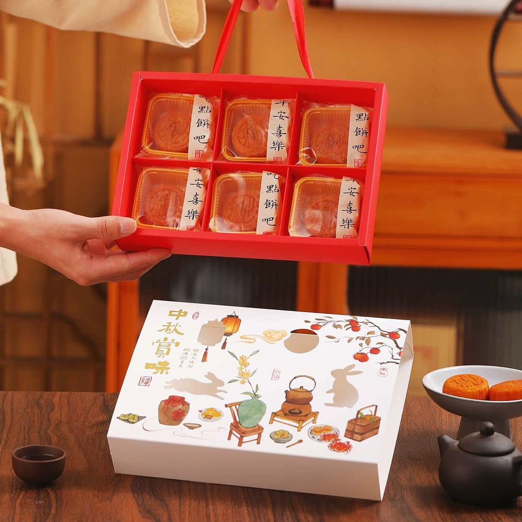 

[ORGM] KOTAK MOONCAKE | Kotak Kue Bulan Kemasan Kue Mooncake Kelinci Cantik Sekat 6 Pia Bulan