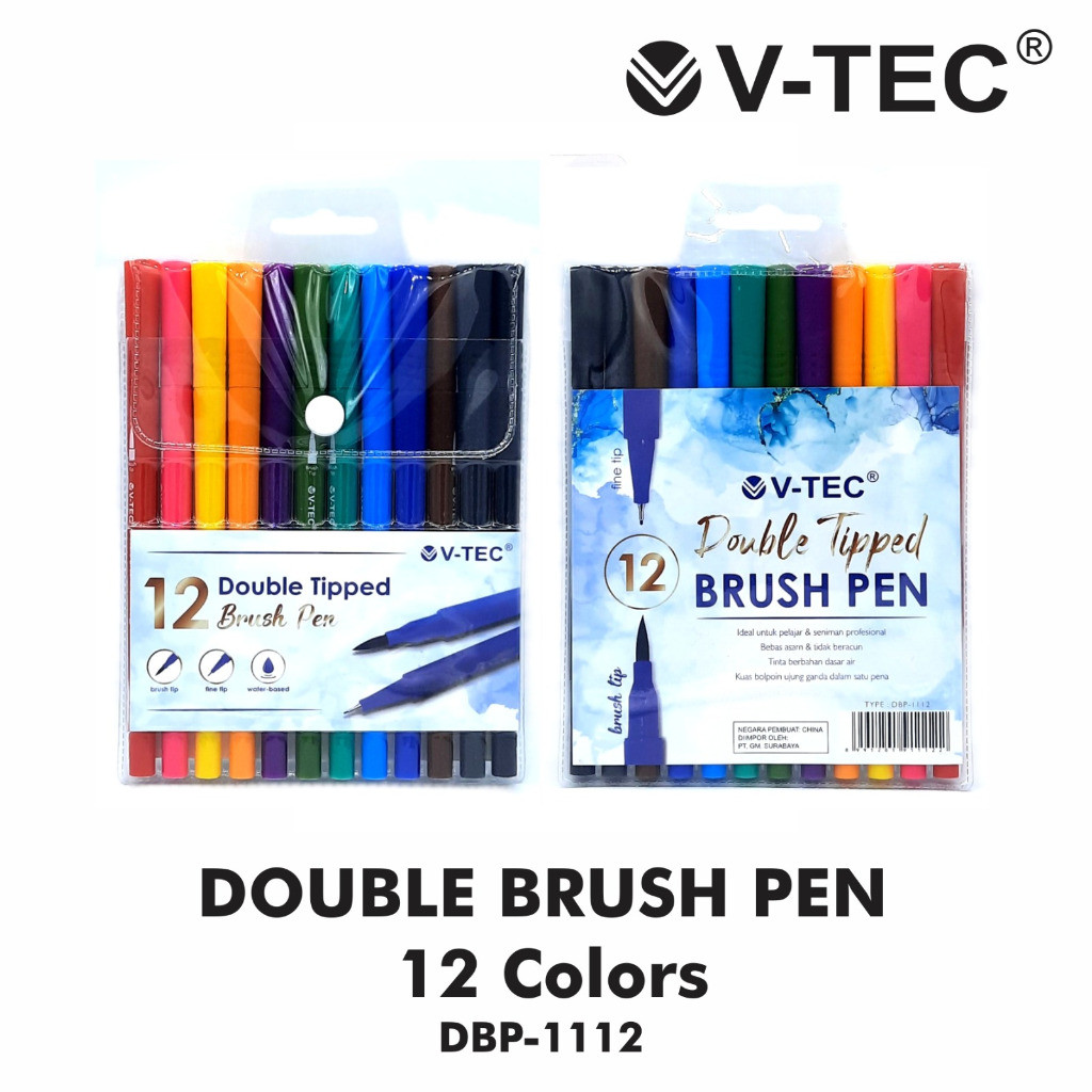 

BRUSH PEN 12W DOUBLE TIP BRUSH PEN VTEC DBP-1112 (12 WARNA) & DBP-1124 (24 WARNA) /SPIDOL DAN BRUSH SET MARKER DRAWING PEN CEPAT KERING BOLPOIN WARNA TINTA WATER BASED /BRUSHPEN / MITRA ABADI KATALOG JOGJA