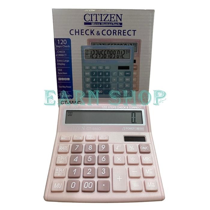 

⪩ PROMO⪨Limited Stok [kuyamol] Citizen Kalkulator CT-555C Warna Pastel cantik 12 digit CT 555c - PINK