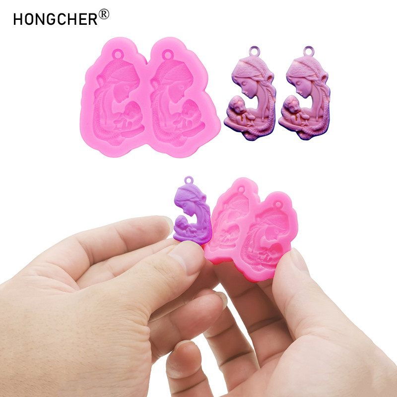 

Mother holding the child Virgin earrings pendant silicone mould DIY handmade resin pendant jewellery accessories drip molds