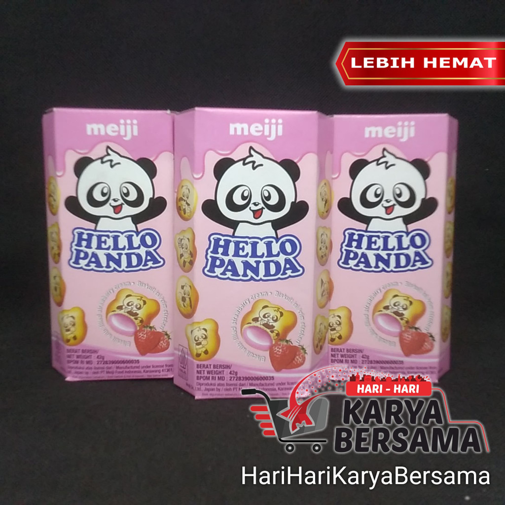 

MAKANAN RINGAN BISKUIT MEIJI HELLO PANDA STRAWBERRY PACK 3'S X 45GR