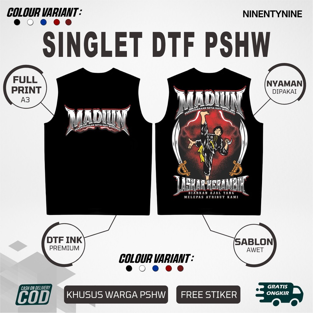 KAOS SINGLET PSHW MADIUN LASKAR KERAMBIK SINGLET PSHW TERBARU - SINGLET PSHW LAMBANG - SINGLET PSHW 