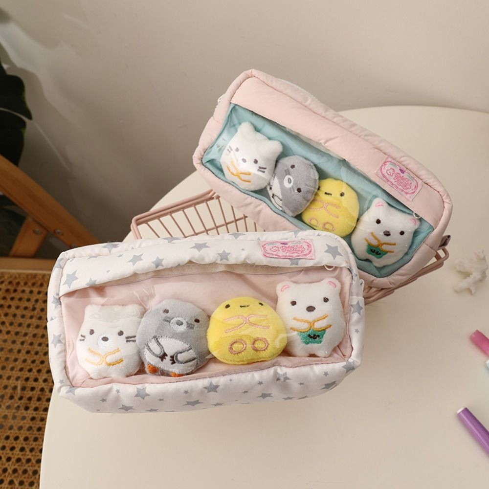 

Creative Star Pattern Handheld Pen Bag With Plush Dolls Multifunctional Pencil Case Large Capacity Stationery Bag School Office